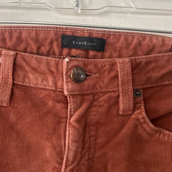 Bebe Corduroy Skinny Womens Jean Pants Salmon Pink Preowned Size 27 Made In USA - Picture 5 of 11